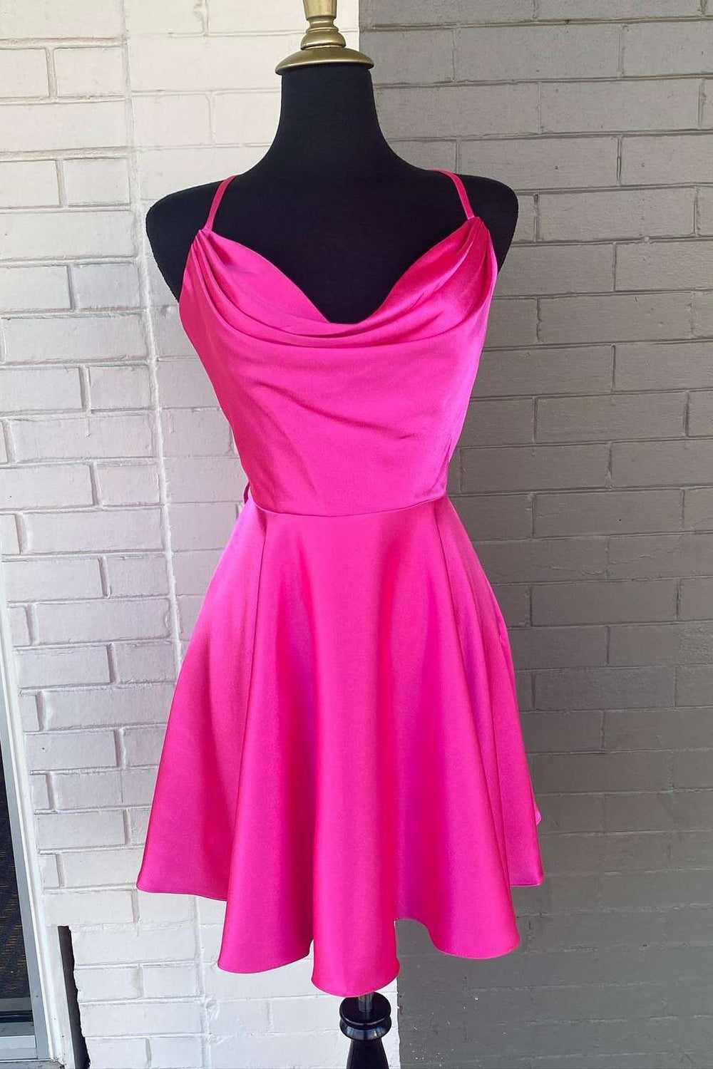 Cute A-line Hot Pink Homecoming Dress, Hot Pink Summer Outfit Dress Y3094 main image 1