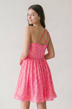 Laura |A-Line One Shoulder Sequins Homecoming Dress