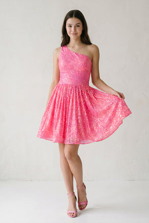 Laura |A-Line One Shoulder Sequins Homecoming Dress