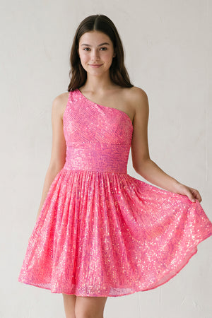 Laura |A-Line One Shoulder Sequins Homecoming Dress