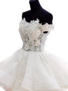 Teresia | A - Line Lace Organza Appliqued Off - the Shoulder Prom Dress - KissProm