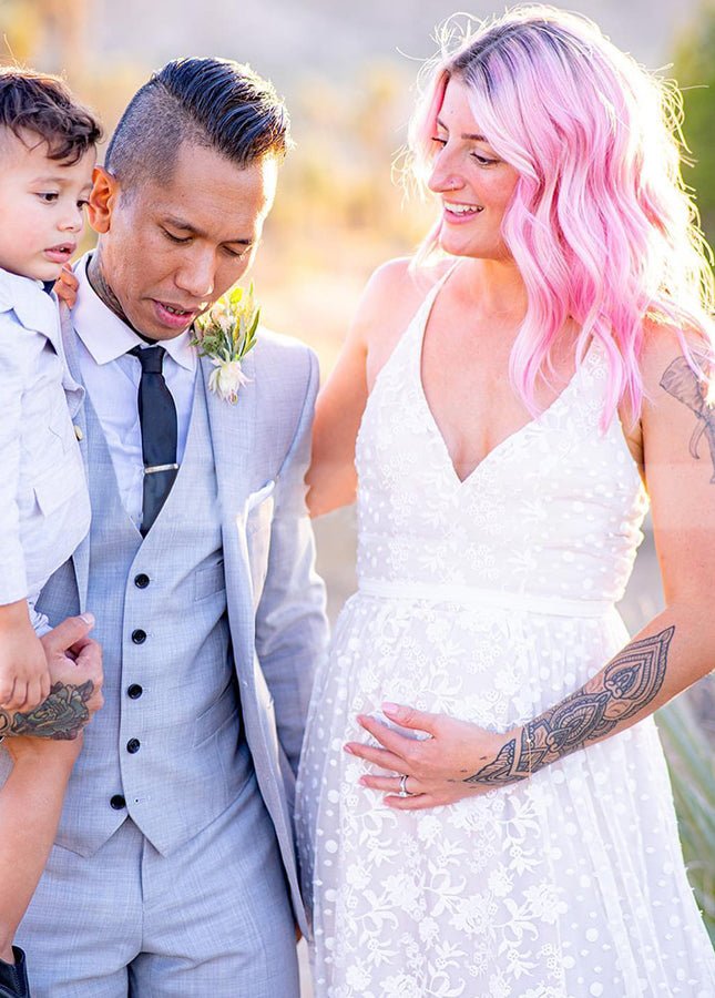 A Line Lace Wedding Dresses Nude Lining - KissProm