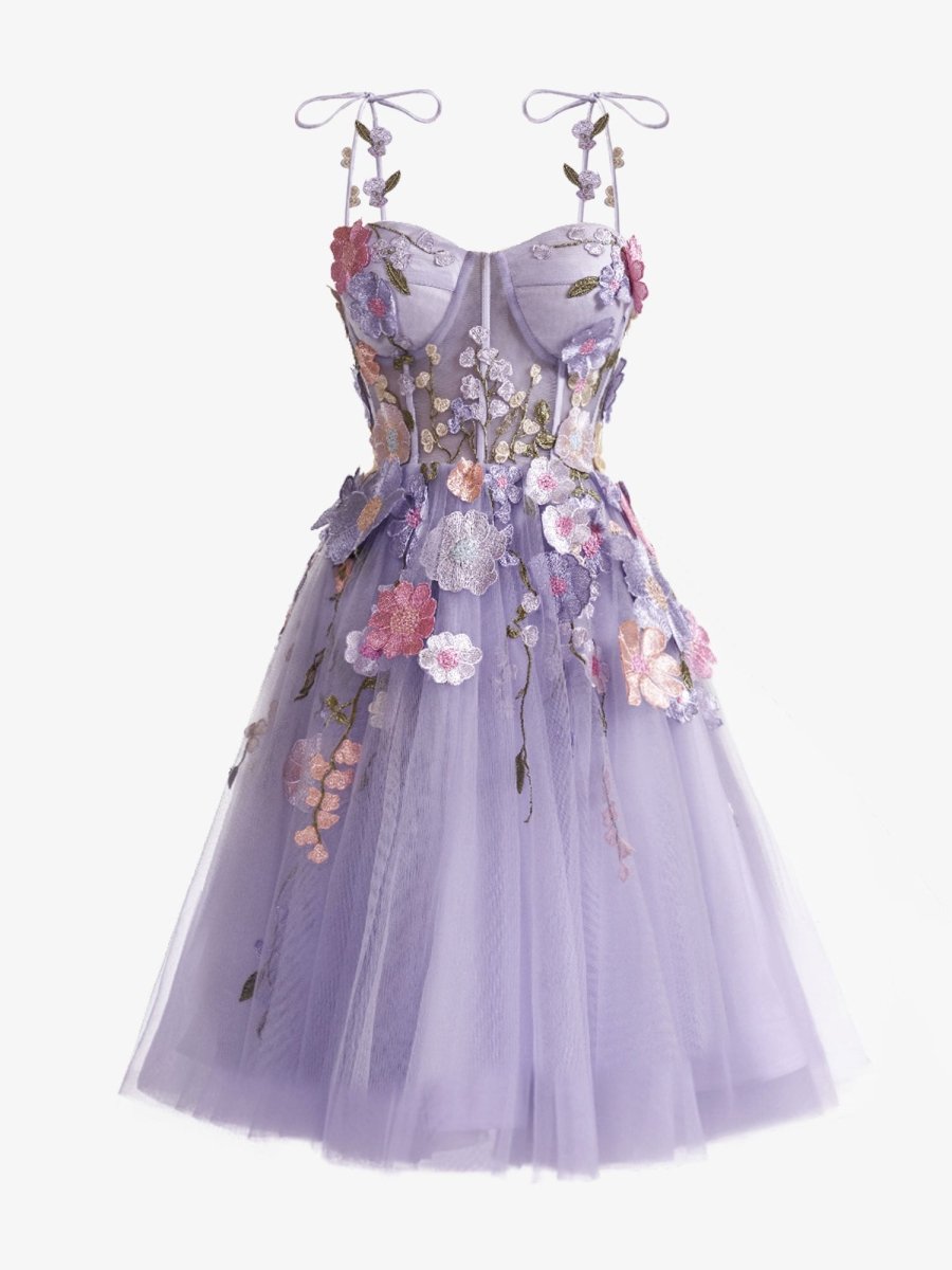 A-Line Lavender Bloom Mini Homecoming Dress Lavender / 14