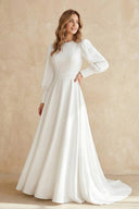 Modest A Line Long Sleeves Wedding Dress Vintage Gown  – Wedding Dresses by KissProm | Available at KissProm