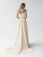 A - Line Off the Shoulder Beaded Wedding Dress - KissProm