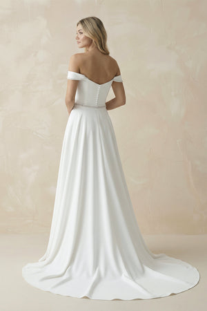 A - Line Off the Shoulder Beaded Wedding Dress– Wedding Dresses by KissProm | Available at KissProm