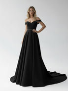 A - Line Off the Shoulder Beaded Wedding Dress - KissProm