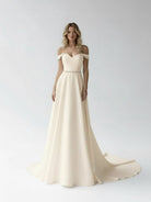 A - Line Off the Shoulder Beaded Wedding Dress - KissProm