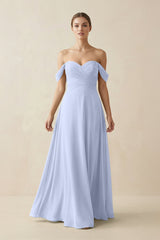 A-Line Off-the-Shoulder Chiffon Bridesmaid Dress in Ice - KissProm BRIDESMAID DRESSES