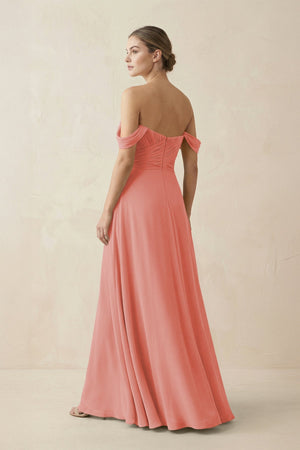 A-Line Off-the-Shoulder Chiffon Bridesmaid Dress in Mulberry - KissProm BRIDESMAID DRESSES