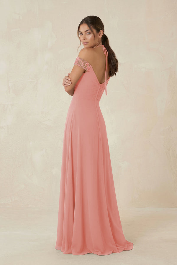 A-Line Off-the-Shoulder Chiffon Bridesmaid Dress in Mulberry - KissProm BRIDESMAID DRESSES