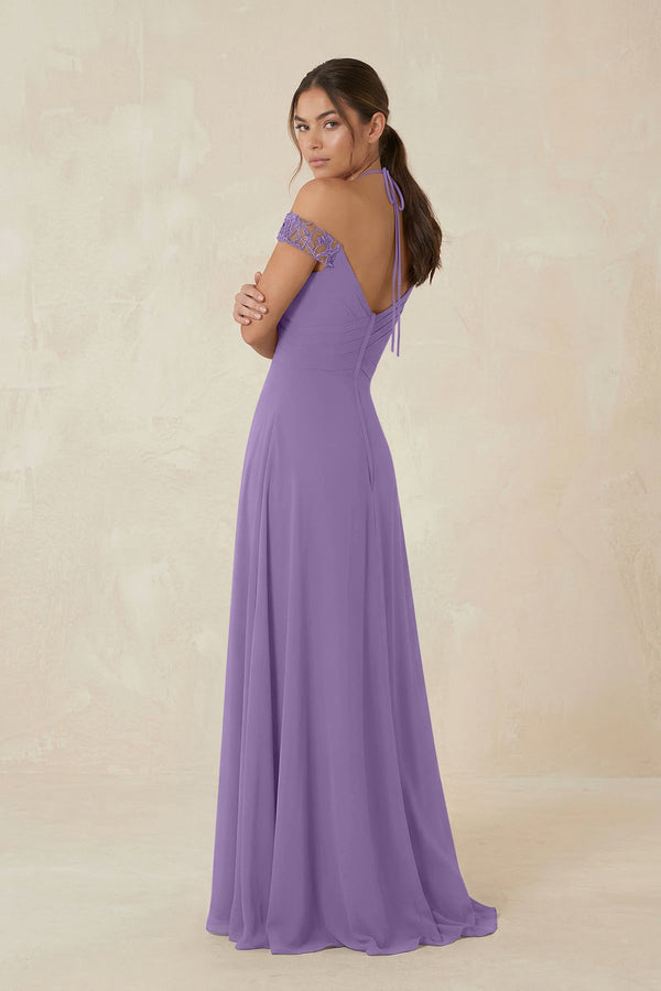 A-Line Off-the-Shoulder Chiffon Bridesmaid Dress in Tahiti - KissProm BRIDESMAID DRESSES