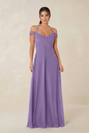 A-Line Off-the-Shoulder Chiffon Bridesmaid Dress in Tahiti - KissProm BRIDESMAID DRESSES