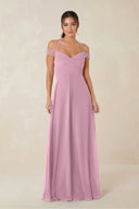 A-Line Off-the-Shoulder Chiffon Bridesmaid Dress in Vintage Mauve - KissProm BRIDESMAID DRESSES