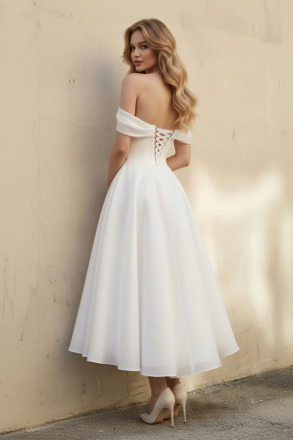 organza tea length wedding dress Organza A-line Wedding Dress Romilda 6 US (38 EU) / Off-white