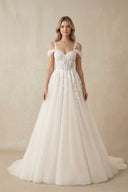 Elodika | A - Line Off - The - Shoulder Tulle Wedding Dresses With Appliques Lace – Wedding Dresses by KissProm | Available at KissProm