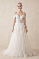  A - Line Off - The - Shoulder Tulle Wedding Dresses With Appliques Lace – Wedding Dresses by KissProm | Available at KissProm