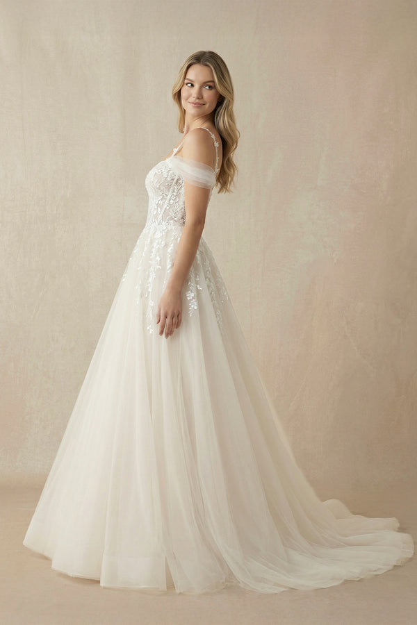 Elodika | A - Line Off - The - Shoulder Tulle Wedding Dresses With Appliques Lace – Wedding Dresses by KissProm | Available at KissProm