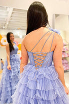 Kinsley | A Line One Shoulder Tiered Long Prom Dress - KissProm