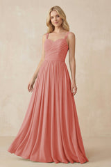 A - Line Pleated Chiffon Long Bridesmaid Dress in Mulberry - KissProm Bridesmaid Dresses