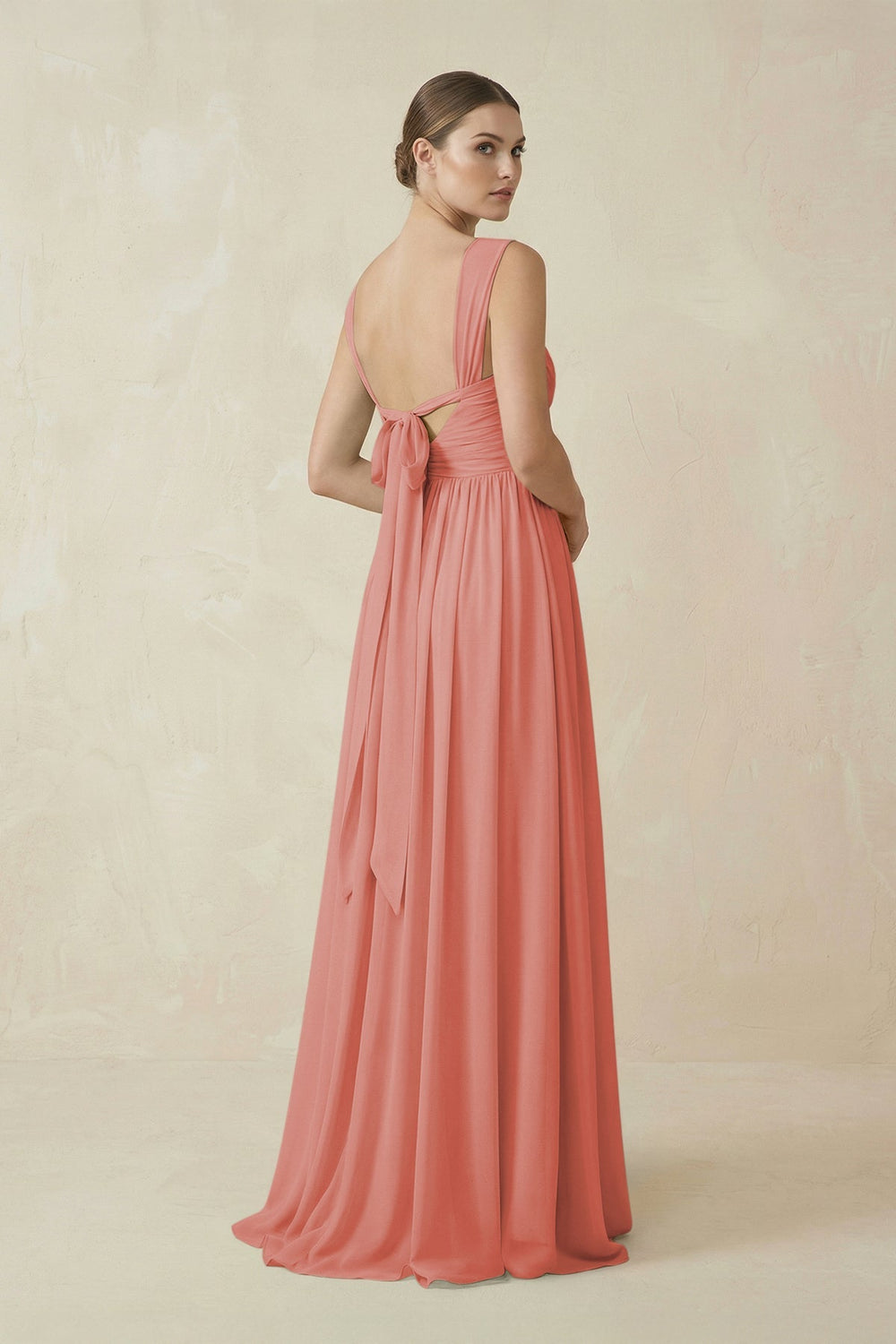 A - Line Pleated Chiffon Long Bridesmaid Dress in Mulberry - KissProm Bridesmaid Dresses