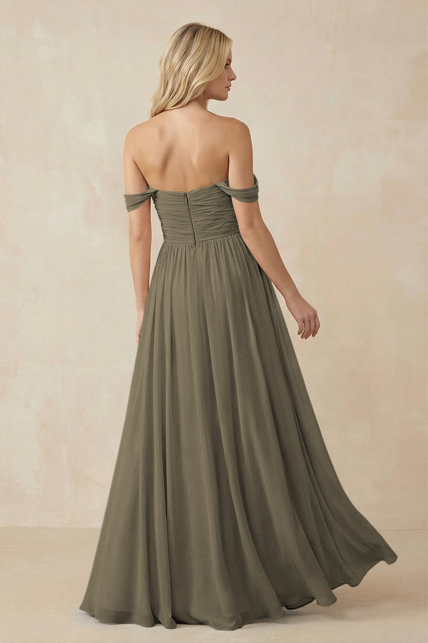 A-Line Pleated Long Chiffon Bridesmaid Dress in Willow Green, Willow Green / 22 A-Line Pleated Long Chiffon Bridesmaid Dress in Willow Green, Willow Green / 22