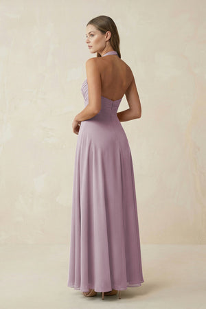 A-Line Pleated Chiffon V-Neck Bridesmaid Dress in Dusk - KissProm BRIDESMAID DRESSES