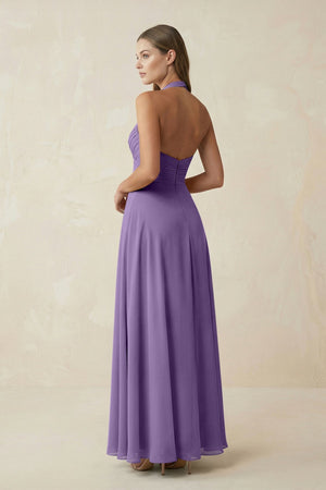 A-Line Pleated Chiffon V-Neck Bridesmaid Dress in Tahiti - KissProm BRIDESMAID DRESSES
