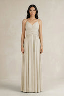 A - Line Pleated Spaghetti Strap Chiffon Bridesmaid Dress in Dove Gray - KissProm Bridesmaid Dresses