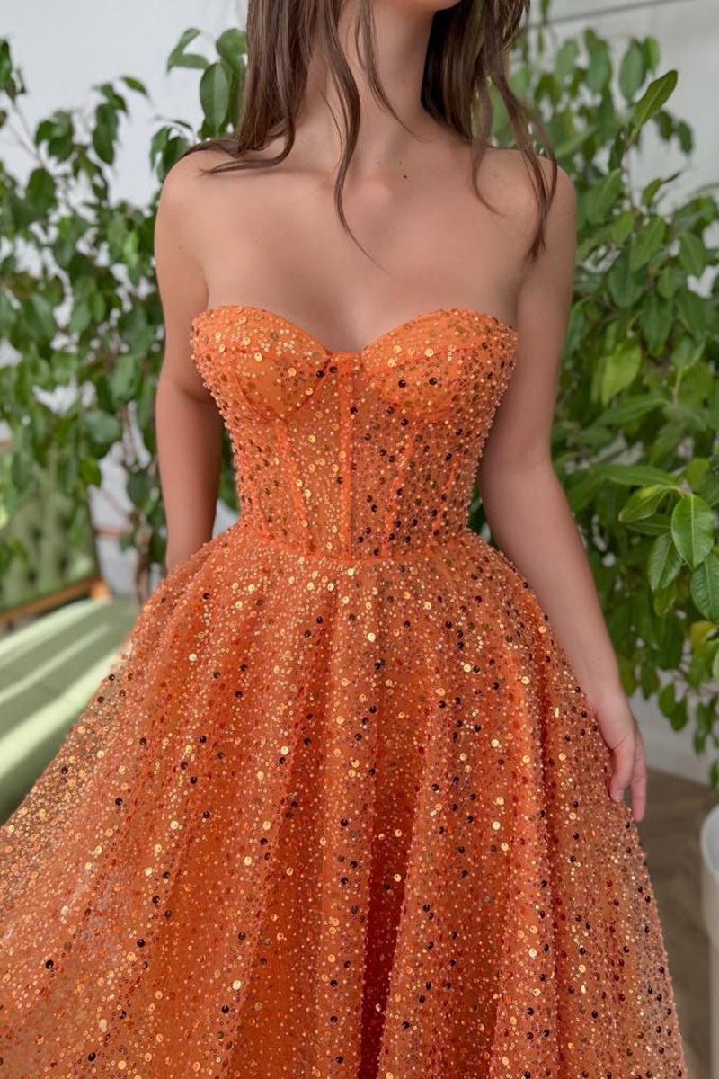 Melina | A-Line Prom Dresses Sparkle & Shine Dress Cocktail Party Floor Length Sleeveless Sweetheart Lace with Sequin