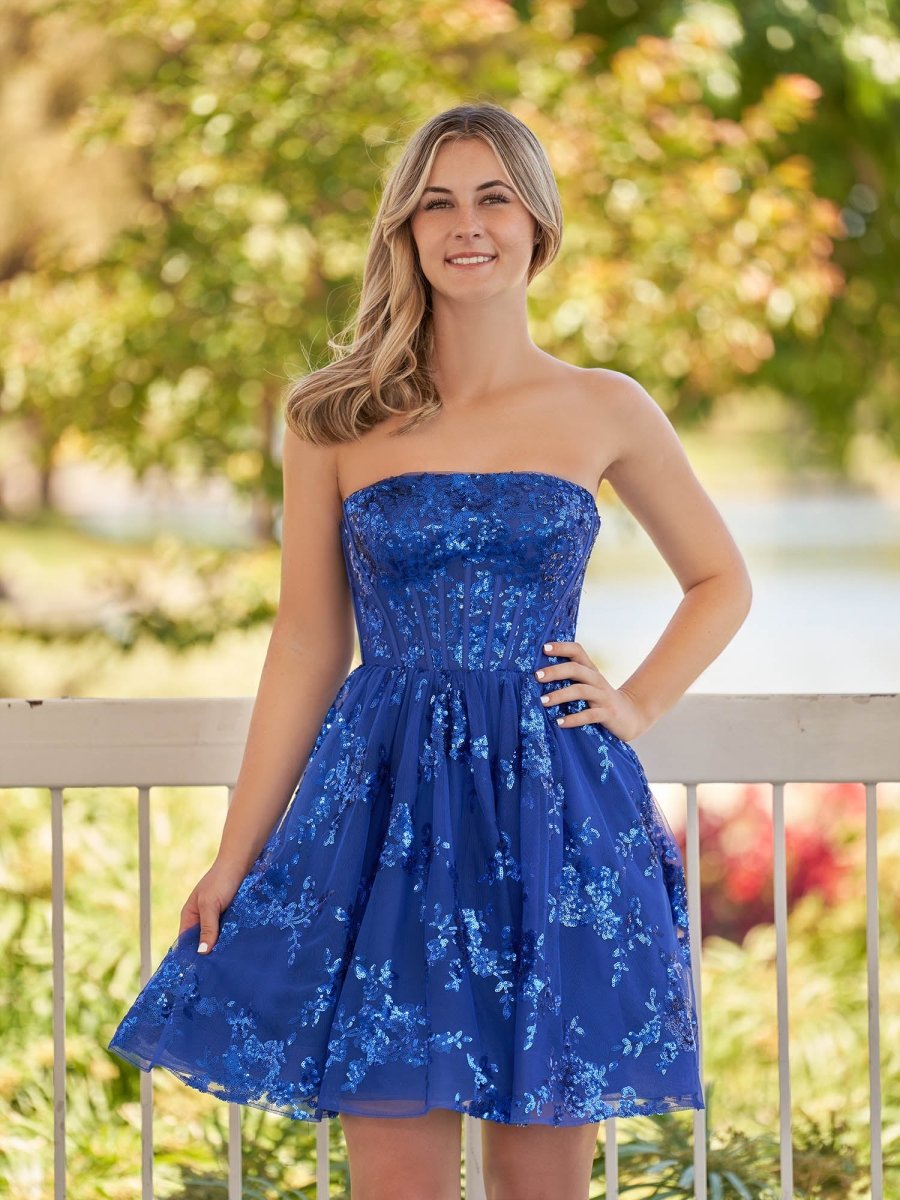 Ivette | A - Line Red Short Homecoming Dress with Sequins - KissProm