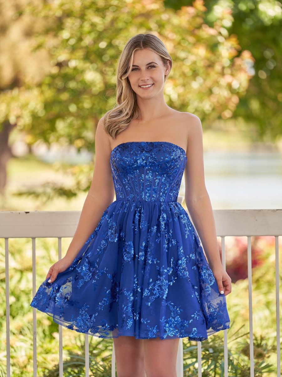 Ivette | A - Line Red Short Homecoming Dress with Sequins - KissProm