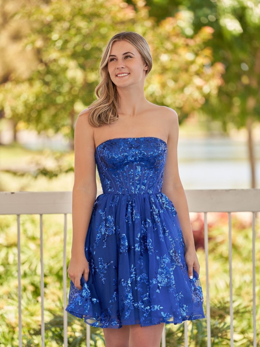 Ivette | A - Line Red Short Homecoming Dress with Sequins - KissProm