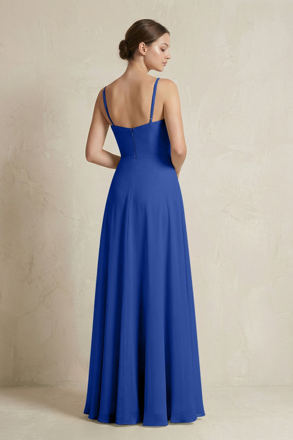 KissProm | Bridesmaid Dress with Ruffled Straps in Royal Blue