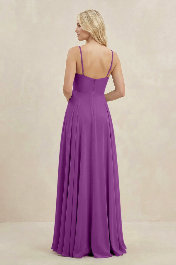 A-Line Spaghetti Strap Chiffon Bridesmaid Dress in Amethyst - KissProm BRIDESMAID DRESSES