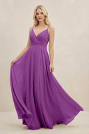 A-Line Spaghetti Strap Chiffon Bridesmaid Dress in Amethyst - KissProm BRIDESMAID DRESSES