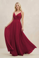 A-Line Spaghetti Strap Chiffon Bridesmaid Dress in Berry - KissProm BRIDESMAID DRESSES