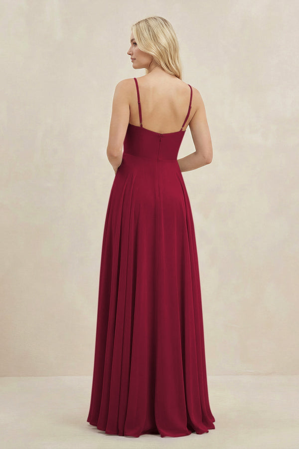 A-Line Spaghetti Strap Chiffon Bridesmaid Dress in Berry - KissProm BRIDESMAID DRESSES