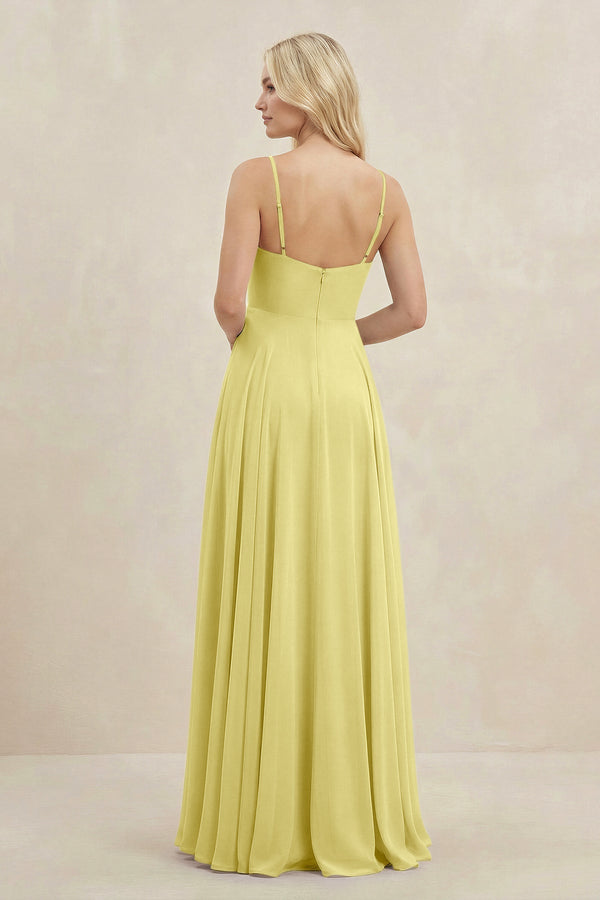A-Line Spaghetti Strap Chiffon Bridesmaid Dress in Buttercup - KissProm BRIDESMAID DRESSES
