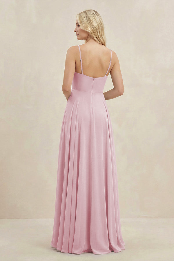 A-Line Spaghetti Strap Chiffon Bridesmaid Dress in Candy Pink - KissProm BRIDESMAID DRESSES