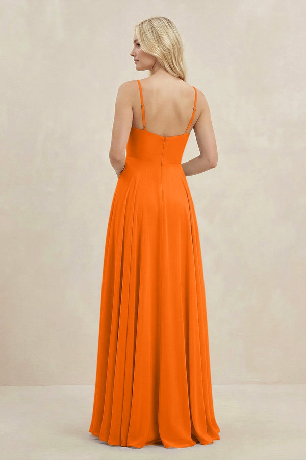 A-Line Spaghetti Strap Chiffon Bridesmaid Dress in Cinnamon - KissProm BRIDESMAID DRESSES