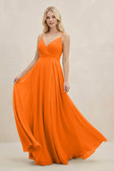 A-Line Spaghetti Strap Chiffon Bridesmaid Dress in Cinnamon - KissProm BRIDESMAID DRESSES