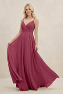 A-Line Spaghetti Strap Chiffon Bridesmaid Dress in Desert Rose - KissProm BRIDESMAID DRESSES