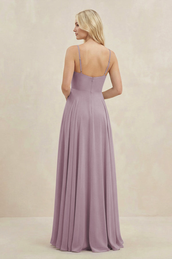 A-Line Spaghetti Strap Chiffon Bridesmaid Dress in Dusk - KissProm BRIDESMAID DRESSES