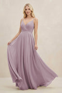 A-Line Spaghetti Strap Chiffon Bridesmaid Dress in Dusk - KissProm BRIDESMAID DRESSES