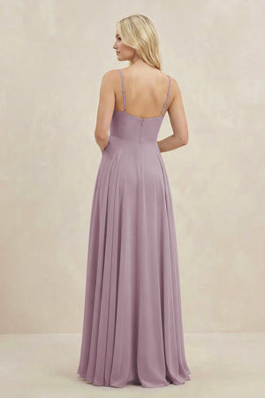 A-Line Spaghetti Strap Chiffon Bridesmaid Dress in Dusk - KissProm BRIDESMAID DRESSES
