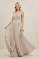 A-Line Spaghetti Strap Chiffon Bridesmaid Dress in Frost - KissProm BRIDESMAID DRESSES