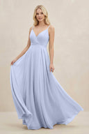 A-Line Spaghetti Strap Chiffon Bridesmaid Dress in Ice - KissProm BRIDESMAID DRESSES