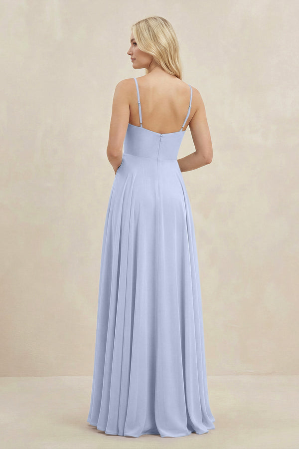 A-Line Spaghetti Strap Chiffon Bridesmaid Dress in Ice - KissProm BRIDESMAID DRESSES