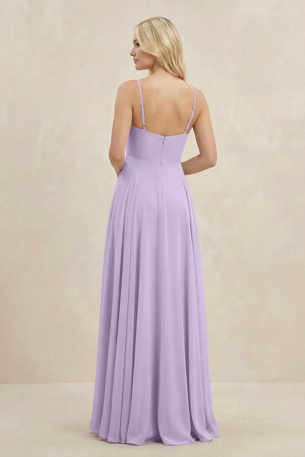 A-Line Spaghetti Strap Chiffon Bridesmaid Dress in Lavender - KissProm BRIDESMAID DRESSES